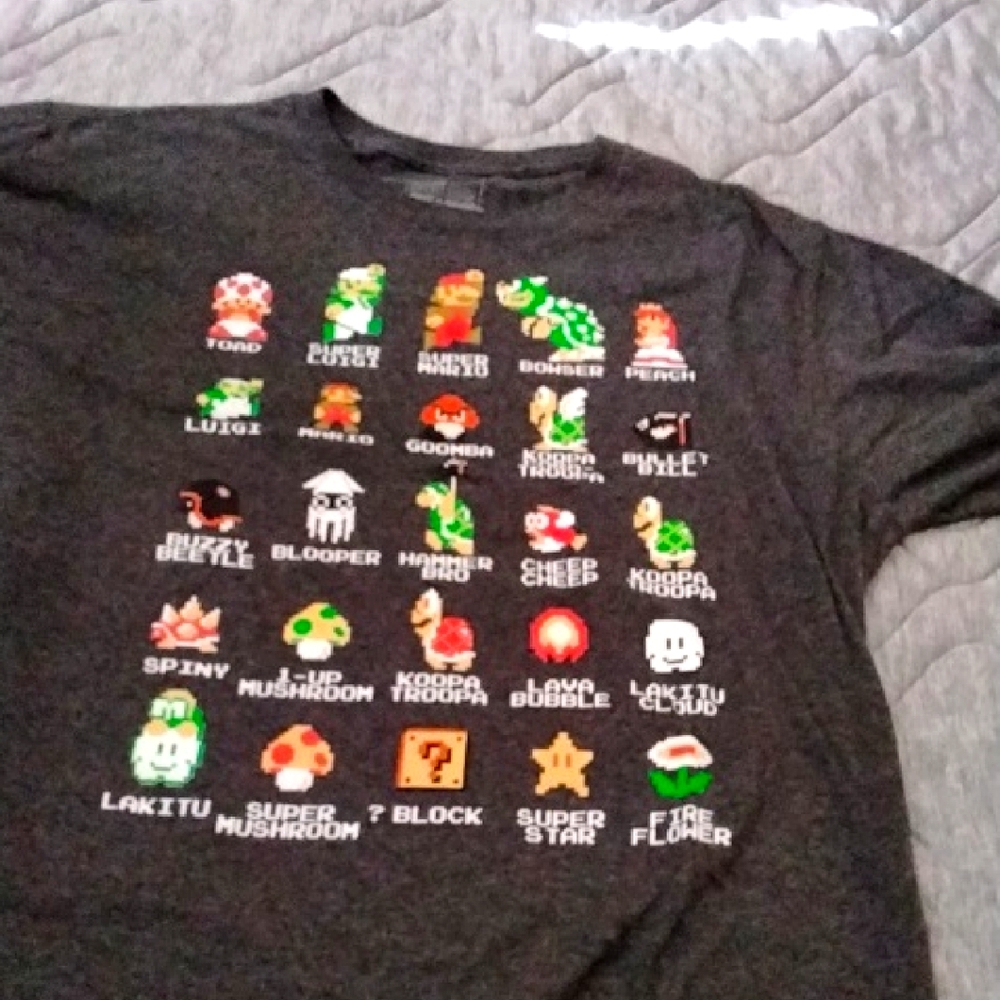 Nintendo Charcoal Tee with Classic Characters